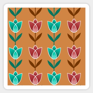 Bright and colourful tulips pattern in Sundial mustard yellow Sticker